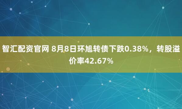 智汇配资官网 8月8日环旭转债下跌0.38%,转股溢价率42.67%
