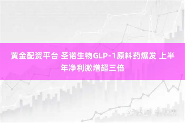 黄金配资平台 圣诺生物GLP-1原料药爆发 上半年净利激增超三倍