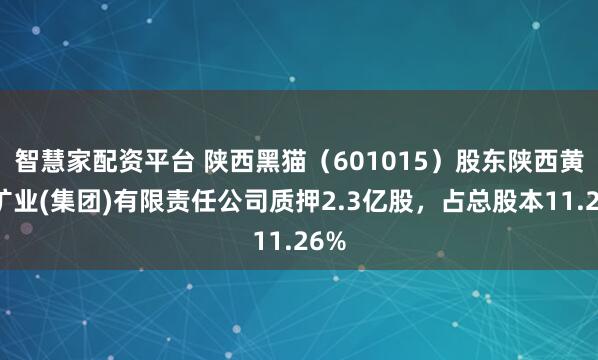 智慧家配资平台 陕西黑猫（601015）股东陕西黄河矿业(集团)有限责任公司质押2.3亿股，占总股本11.26%